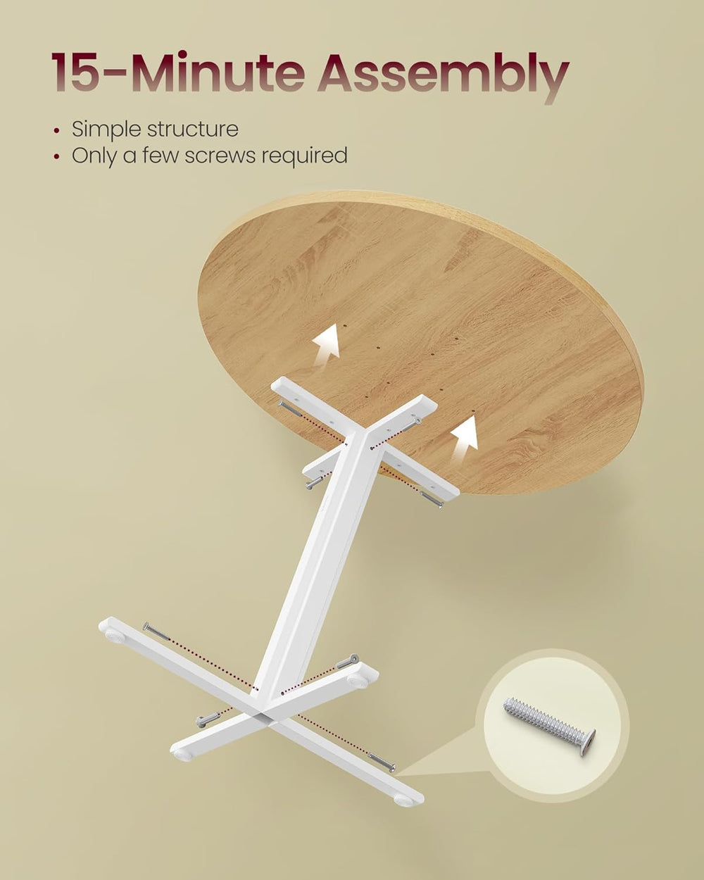 VASAGLE Dining Table, Small Round Kitchen Table for 4 People, 31.5 x 29.4 Inc...