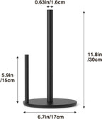 Paper Towel Holder Black, Premium Stainless Steel Kitchen Roll Dispenser, Countertop Roll Organizer with Weighted Base
