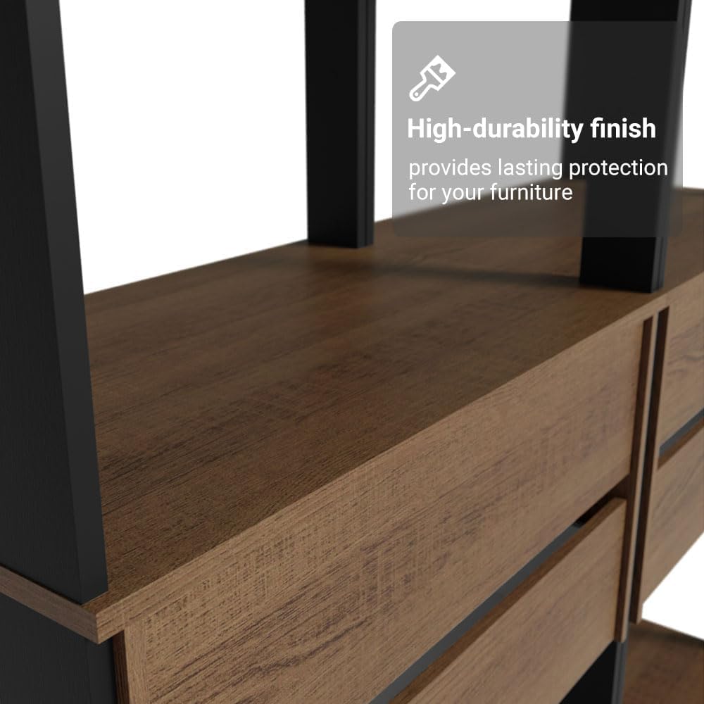 Madesa Kitchen Pantry Storage Rack 27" L with 2 Drawers and Open Shelves...