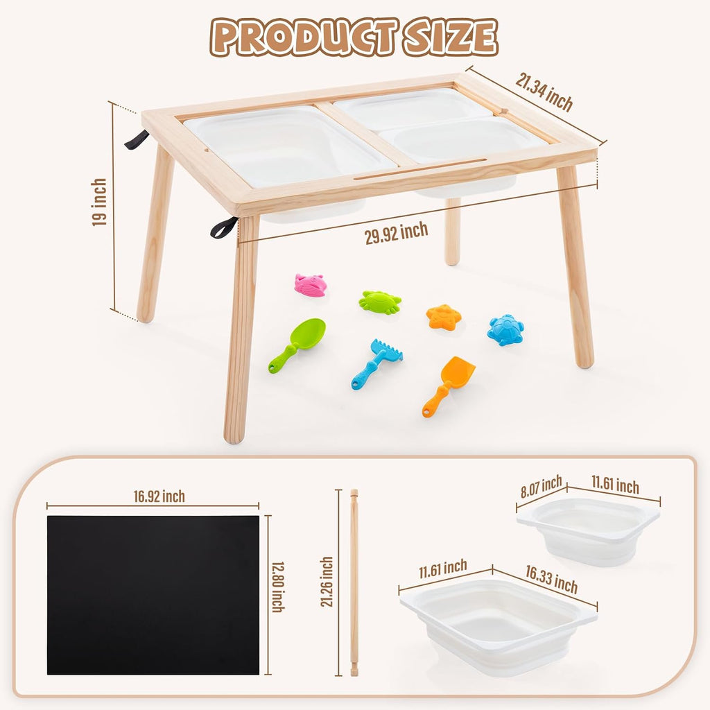 Sensory Tables for Toddlers,Kids Table with 3 Storage Bins, Activity Table with 7 Sand Toys, Indoor/Outdoor Play Sand Table, Gifts for Boys and Girls
