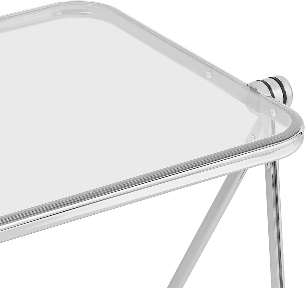 Clear Foldable Side Table - 25x20in Small TV Tray for Snack Dinner on Couch, ...