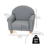 Children's Factory Upholstered Toddler Chair for Classroom, Chair, Gray | 2-in-1 Adjustible Height, Water-Resistant Vegan Leather Kids Chair, Flexible Seating Classroom Furniture, includes 4" Legs
