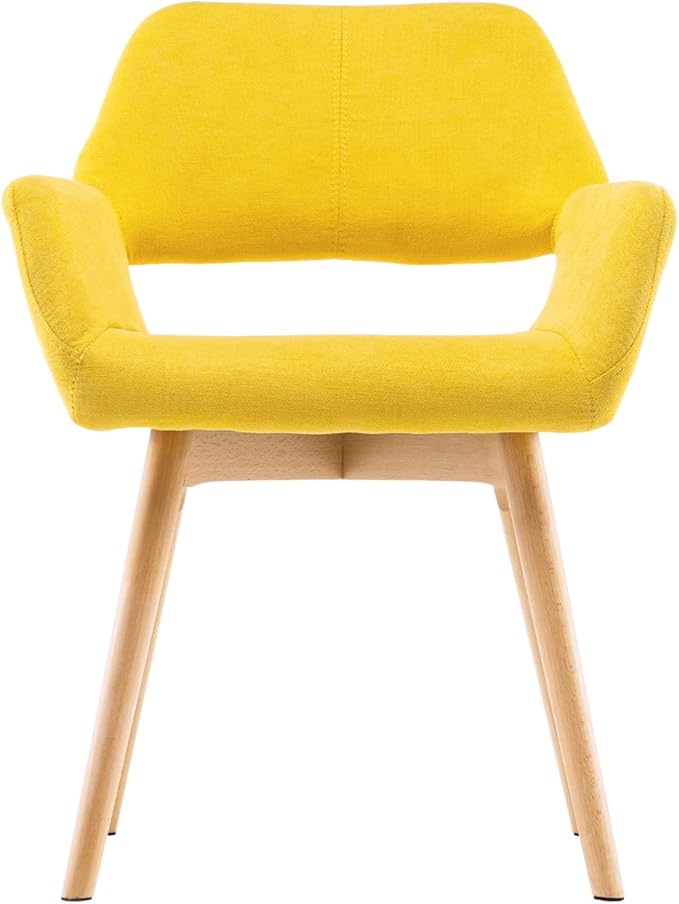 Mid Century Modern Dining Chairs Set of 4 & 2 & 6 Comfy Accent Chair Upholstered Kitchen Dining Living Room Chairs for Bedrooms Waiting Room Home Arm Desk Chair No Wheels (Yellow, 4)