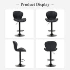 COLAMY Bar Stools Set of 6, Modern Swivel Bar Chairs, Adjustable Faux Leather Upholstered Barstools Counter Height with High Backrest for Bar, Kitchen Island, Dining Room, Black