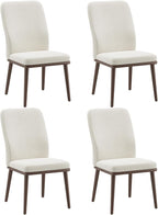 Stylish Dining Chairs Set of 4, Upholstered Parsons Dining Room Chair with Nailhead Trim, Kitchen Room Chair with Thick Cushions and Wood Legs, Modern Contemporary, Beige