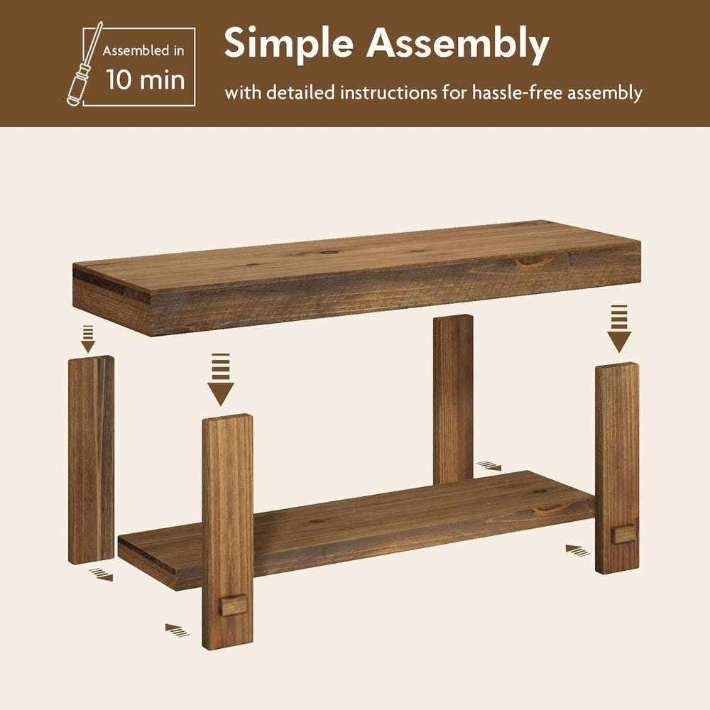 HOKYHOKY Solid Wood Entryway Bench - 31.5" Farmhouse Small Storage Bench...
