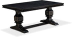 LKMA7-SBB-34-7-pc Dining Room Set Consists of a Dinner Table and 6 Dark Grey Polyester Fabric Modern Dining Chairs with Button Tufted Back - Sand Blasting Black Finish