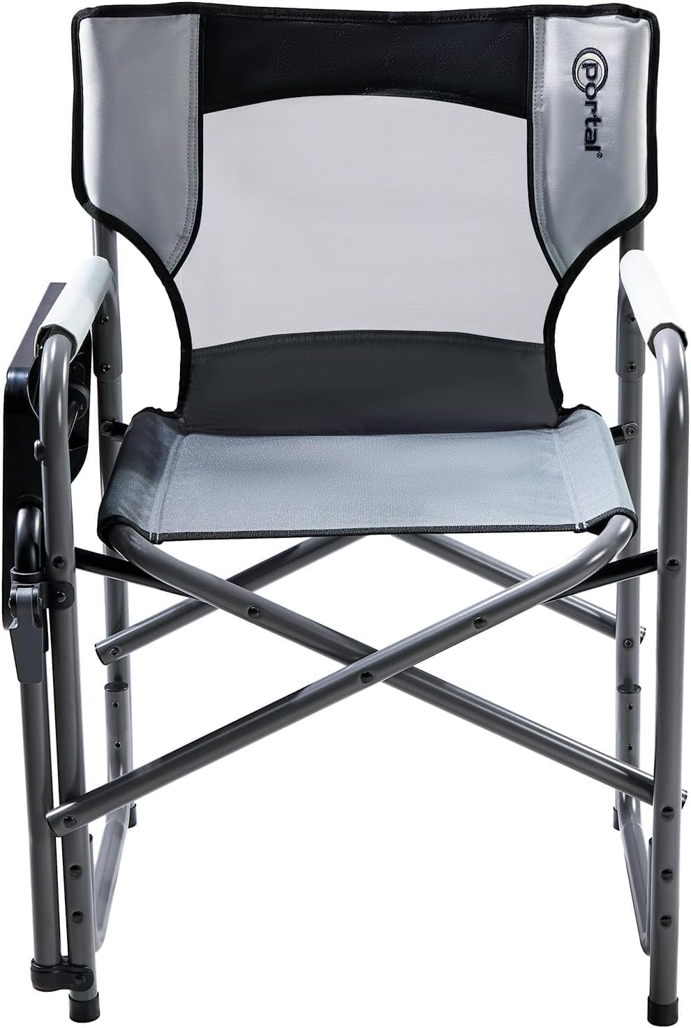 Portal Director Camping Chair with 2-Way Rotating Side Table, 300 lb, Gray | ...