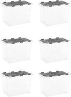 Superio 6-Pack Clear Storage Bins with Lids (15"x10"x10.25") - Stackable Plastic Containers, BPA-Free, Odor-Free, Home/Office/Dorm Organizers