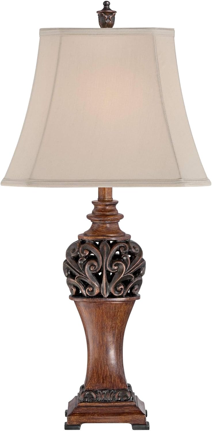 Exeter 30" Large Table Lamps Set of 2 Faux Wood Finish Cottage