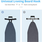 BiJun Ironing Board Holder Wall Mount, Ironing Board Hanger with 5 Inch Length, Iron Board Hook Wall Mount for Laundry Rooms (Black)