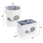 I nylon 2-Pack Storage Baskets, Nursery Size, Hamper & Laundry, Mother Baby Gift, Elephant Decor