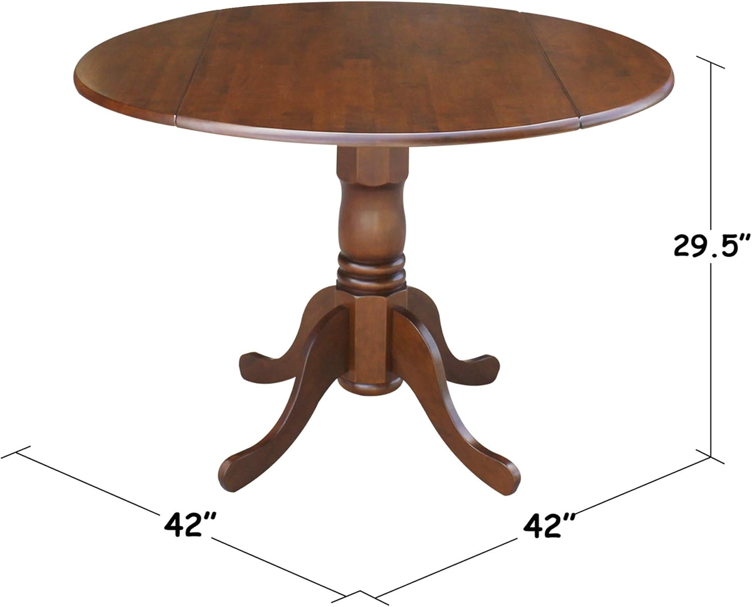 International Concepts 42" Round Dual Drop Leaf Pedestal Table