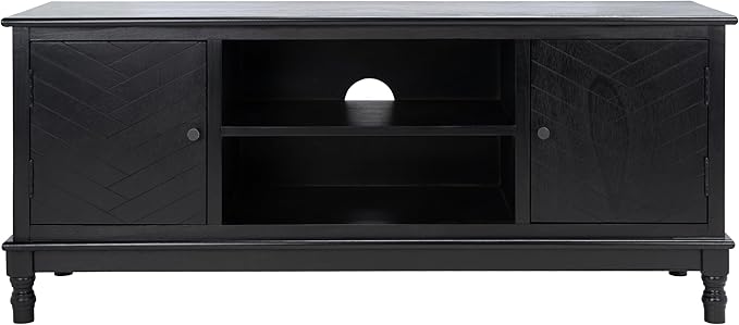 SAFAVIEH Magnolia TV Stand for up to 55" Flatscreen – Black, 2 Doors with Interior Storage, 2 Open Shelves, Entertainment Media Console (MED5702B)