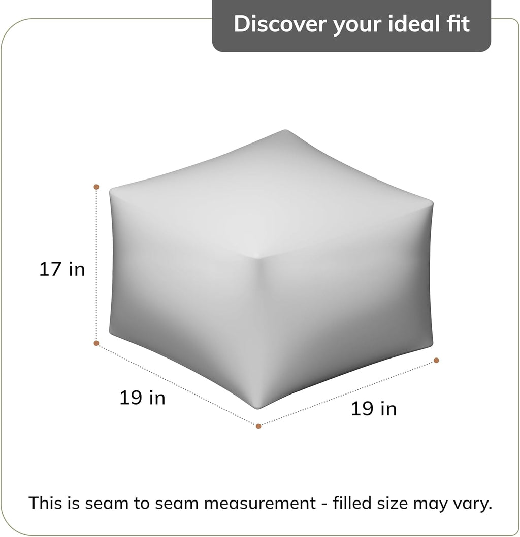 Anji Mountain Pouf Ottoman Foot Rest, Handmade Ottoman Pouf, Comfortable Foot Stool, Decorative Floor Seating for Living Room Decor, Bedroom & Home Décor Accent - Ivory