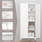 Metal Adjustable 2-Door Pantry Cabinet with 180LB Capacity Shelves – Durable Storage Organizer for Kitchen, Living Room, Dining Room and Office (White)