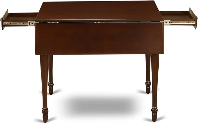 East West Furniture MZDA5-MAH-W 5 Piece Kitchen Table & Chairs Set Includes a Rectangle Dining Table with Dropleaf and 4 Dining Room Chairs, 36x54 Inch, Mahogany