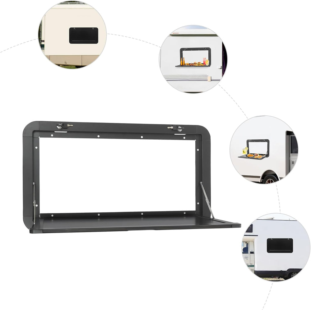Foldable RV Table 31.5 x17.72 inch Black, Wall Mount Folding Camper External ...
