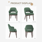 Wooden Dining Chairs Set of 2, Modern Fabric Upholstered Dining Room Chair, Kitchen Side Chairs, Farmhouse Dinner Chair with Open Back for Kitchen, Green