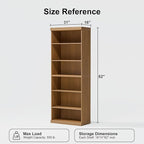 82" Wooden Book Shelf, 5 Shelf Bookcase, Modern Bookshelf with Adjustable Shelf for Home Office, Study Room, Oak