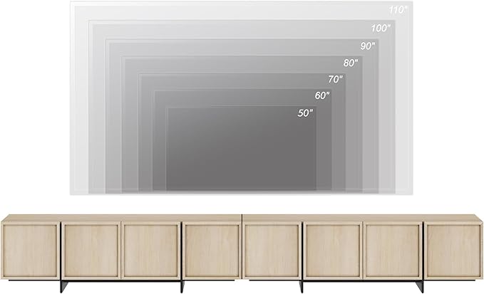 WAMPAT Modern TV Stand for 32-110 inch TVs, Wood Entertainment Center with St...