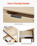 VEVOR Small Desk with Drawers, Wooden Table for Home Office, Small Computer Desk with Storage, Vanity Desk with Drawers, Study Table for Adults/Students for Drawing, Reading, Writing, Light Wood