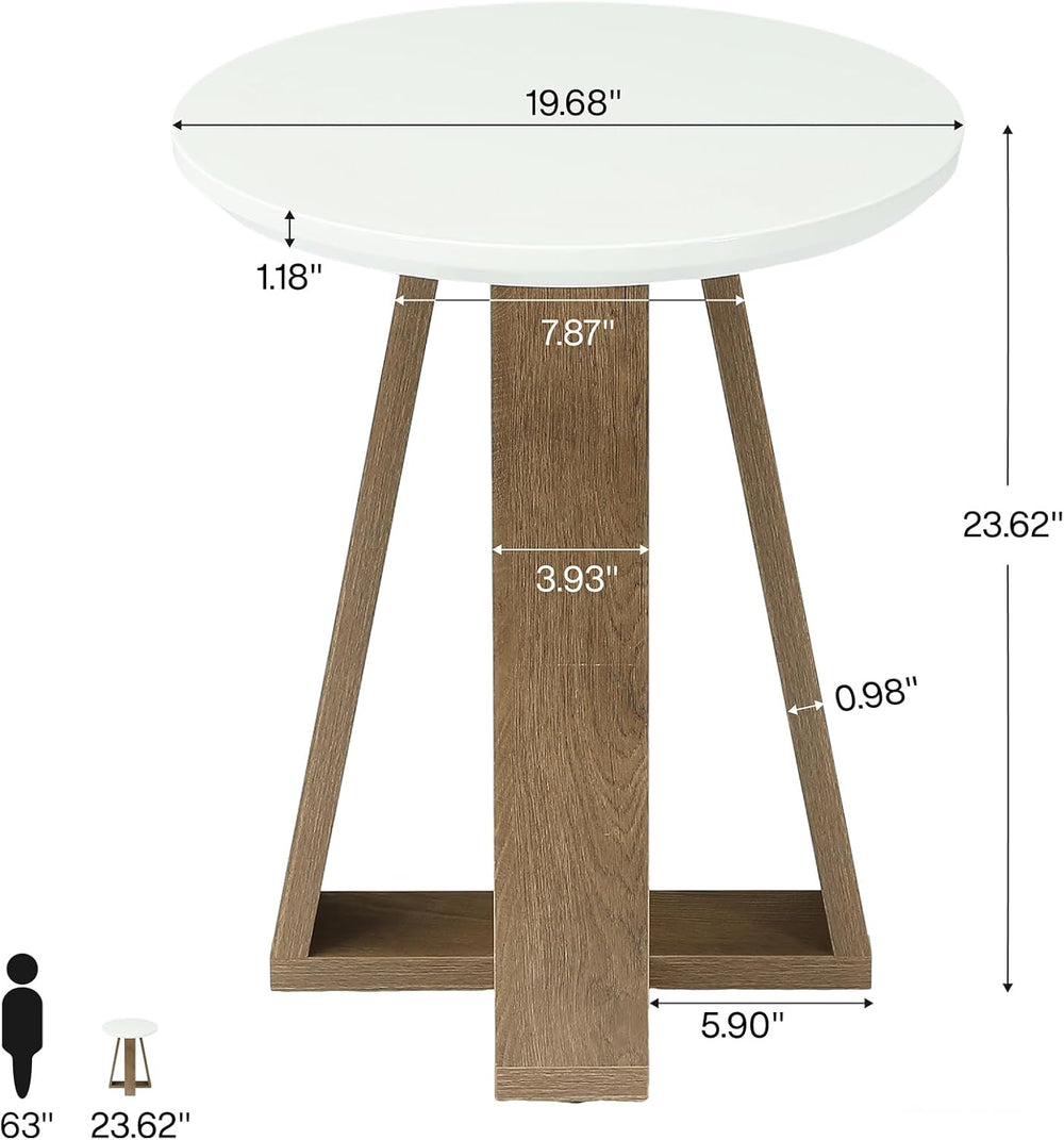 Tribesigns Round Side Table, Modern End Table for Living Room, Small Accent T...