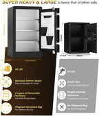 23.62" Tall Biometric Safe Box with Fireproof Waterproof Bag, 2.6 Cuft Fireproof Safe Large Document Storage Anti-Theft Dual Alerts, Mute Mode, Digital Security for Business