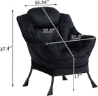 HollyHOME Fabric Large Lazy Chair for Living Room Chair Accent Reading Chair Cozy Lounge Chair with Armrest Leisure Sofa Chair for Bedroom, Dorm, Black