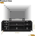 Bestier 63" Mid Century Modern TV Stand for Living Room, Wood Media Console Cabinet for TVs up to 70", Entertainment Center with 2 Arched Doors, Adjustable Shelves & 6 Cable Holes, Black