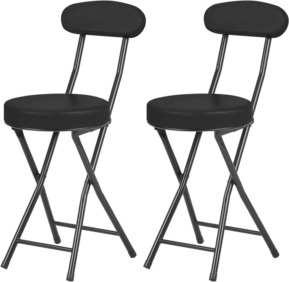 Cushioned Padded Folding Stools, Folding Bar Stool with Backrest, 220lb Capac...
