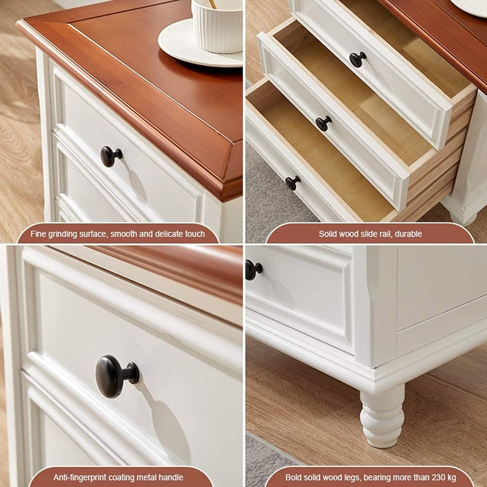Nightstand Modern Solid Wood Bedside Storage Cabinet with 3 Layers of Drawers...