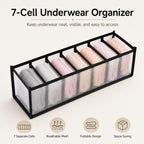 Nylon Drawer Dividers Breathable Mesh Organizers With Reinforced Edges For Lingerie, Socks, Underwear And Travel, 7 Grid