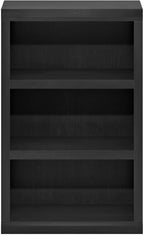Furinno Rail 3-Tier Open Shelf Bookcase with Classic Style Edges, Blackwood