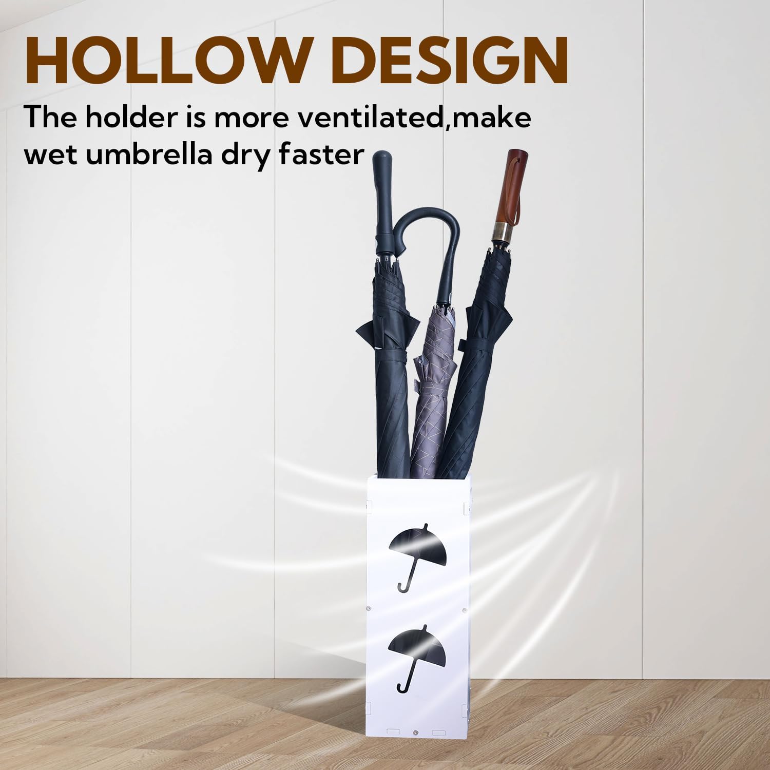 White Square Umbrella Organizer, Umbrella Stand for Entryway, Storage Bin Freestanding for Home, Office, Hotel