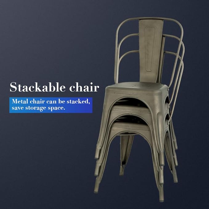 FDW Metal Chair Dining Chair Set of 4 Patio Chair Home Kitchen Chair 18 Inch ...