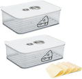 2 Pcs Cheese Container for Refrigerator,Cream Cheeses Storage Box,Cheese Keeper with Airtight Lid and Time Recording,BPA-Free Kitchen Storage Organizer Sliced,Grated,Cheddar Cheeses Saver