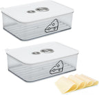 2 Pcs Cheese Container for Refrigerator,Cream Cheeses Storage Box,Cheese Keeper with Airtight Lid and Time Recording,BPA-Free Kitchen Storage Organizer Sliced,Grated,Cheddar Cheeses Saver