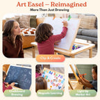 Montessori Sensory Table & Art Easel for Kids & Toddlers | Folding Extendable Legs & Storage Bins, Magnetic Boards & Tiles, Light Box Included | Space-Saving Indoor/Outdoor Play