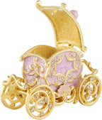 Retro Carriage Jewelry Trinket Box Enamel Ring Hold Boxes Hand-Painted Vintage Ornaments Craft Gift for Women Girls (Purple)