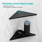 10 Inch No Drilling Corner Shower Shelf Matte Black– 2-Pack Wall Mounted Bathroom Shelves for Inside Shower, Triangular Recessed Shower Caddy, Stainless Steel Shower Organizer for Tiled Walls