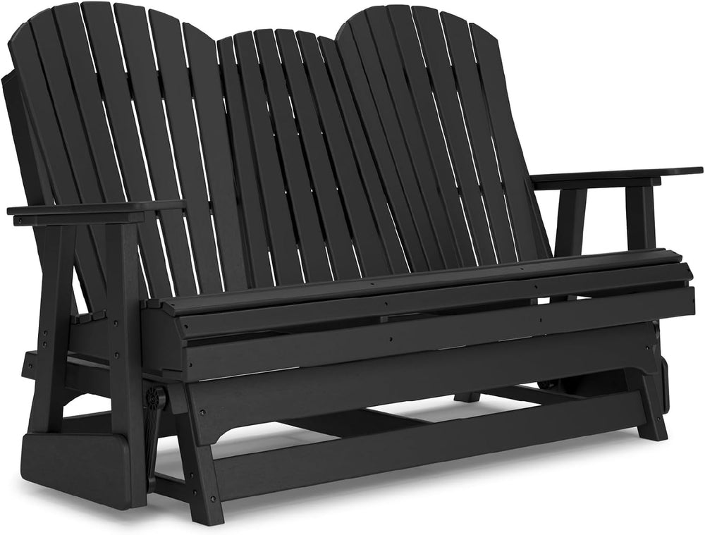 Signature Design by Ashley Hyland Wave HDPE Patio Glider Loveseat, Black