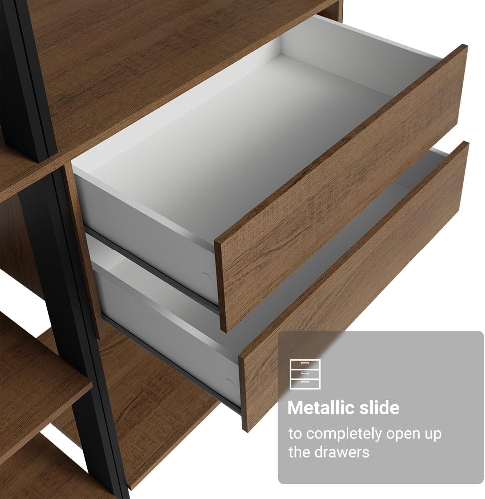 Madesa Kitchen Pantry Storage Rack with 4 Drawers, Open Shelves and Hanging S...