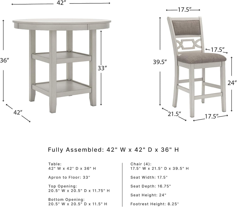 Signature Design by Ashley Round Dining Table Set for 4, Counter Height | 42-...