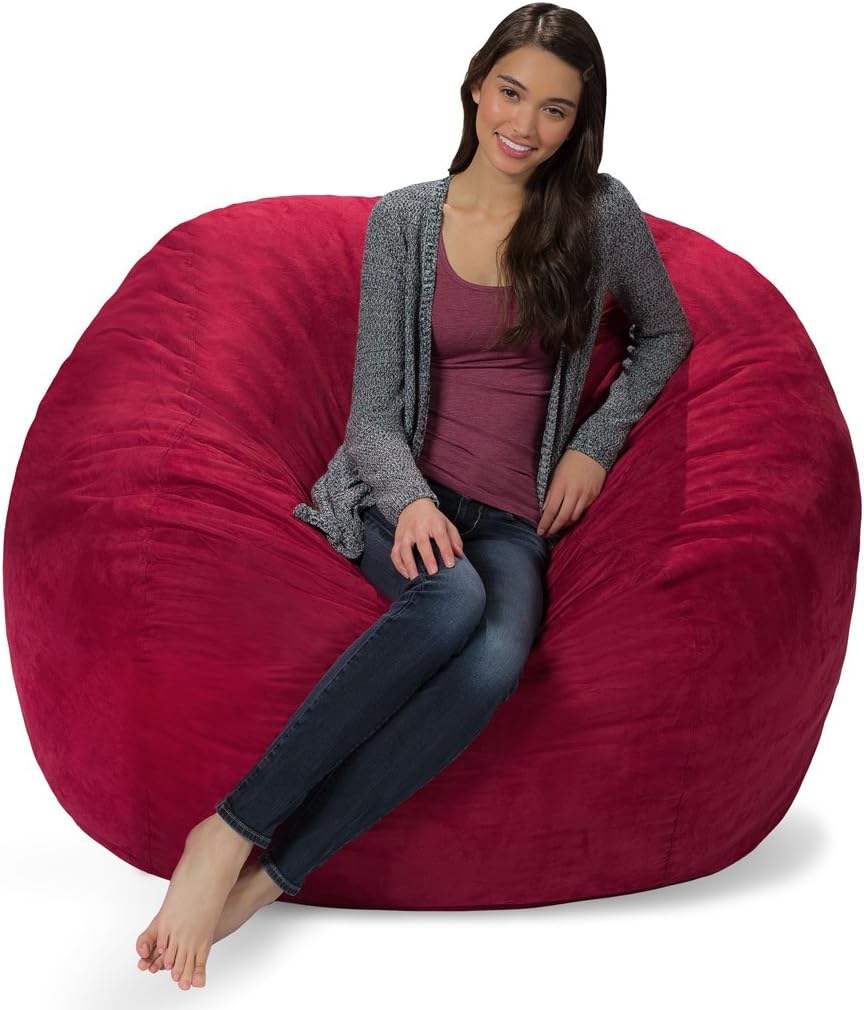 Comfy Sacks Memory Foam Bean Bag Chair, Merlot Cords
