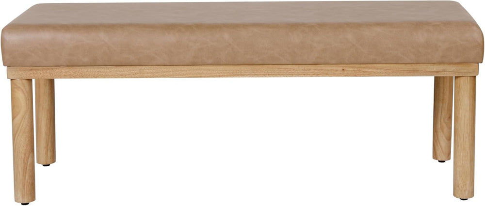 HomePop Oslo Bench - Sand Faux Leather