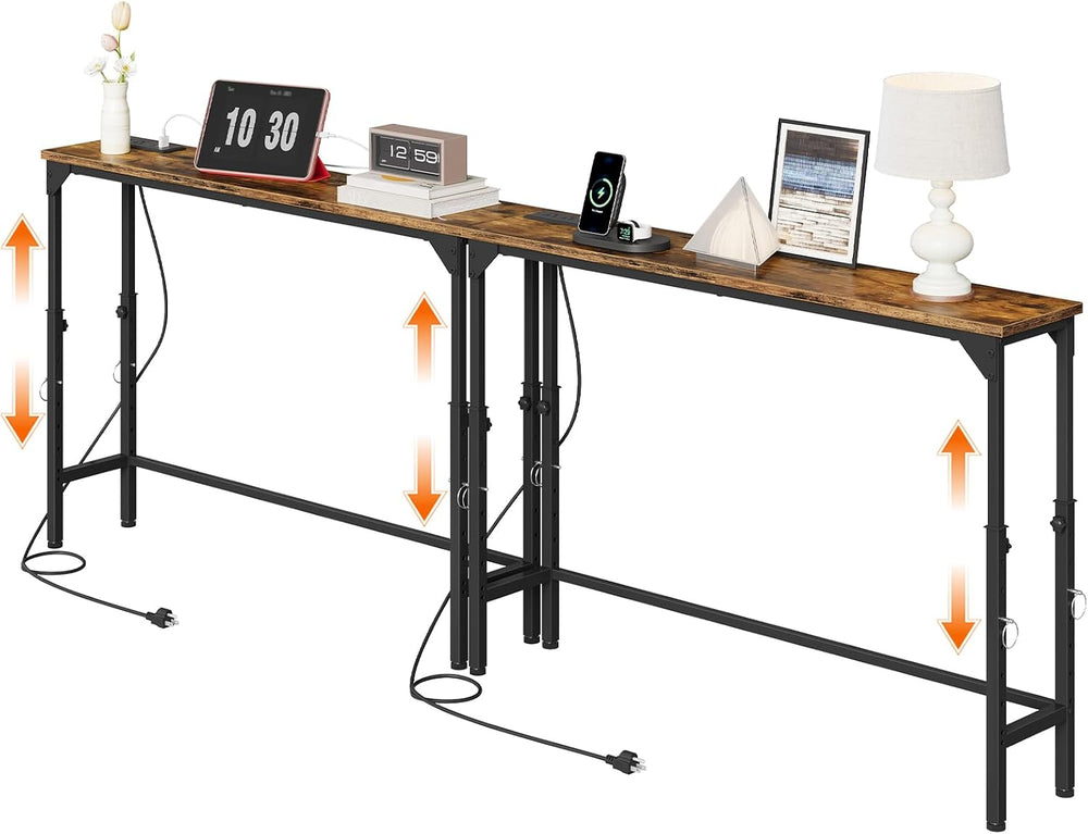 CHOEZON 78.7" Narrow Console Table with Adjustable Height (21.1"-29...
