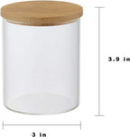 Glass Qtip Holder with Vanity Tray, Apothecary Jars Bathroom Accessories Bathroom Canisters Organizer Countertop Q Tip Holder for Cotton Ball Round Swab Pad Hair Ties Floss Perfume Jewelry