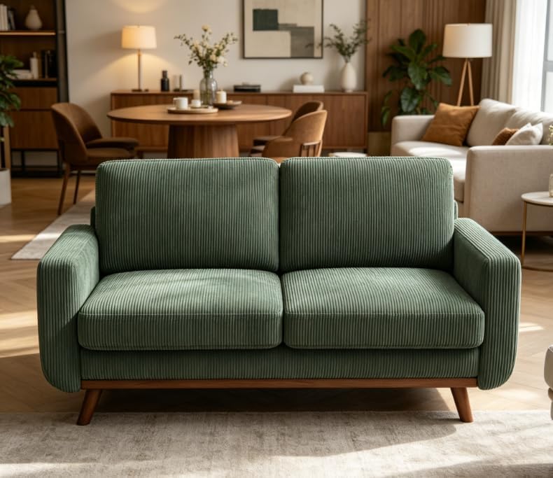 Vesgantti 68" Comfy Green Corduroy Loveseat Sofa, 2 Seater Deep Seat Cou...