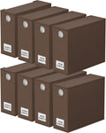 SpaceAid 8 Pack Bed Sheet Organizers and Storage, Foldable Linen Closet Organizer, Set Folder Keeper With Window XL (Queen & King Size) Bedding Container (Brown)